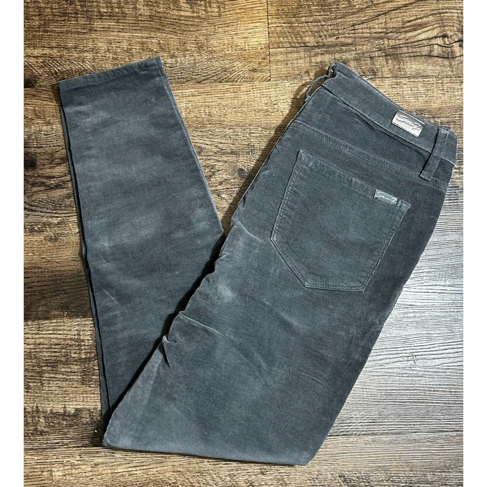 Seven7 Corduroy Pants Womens 6 Gray Ultra High Rise Skinny Tapered Fit Comfort